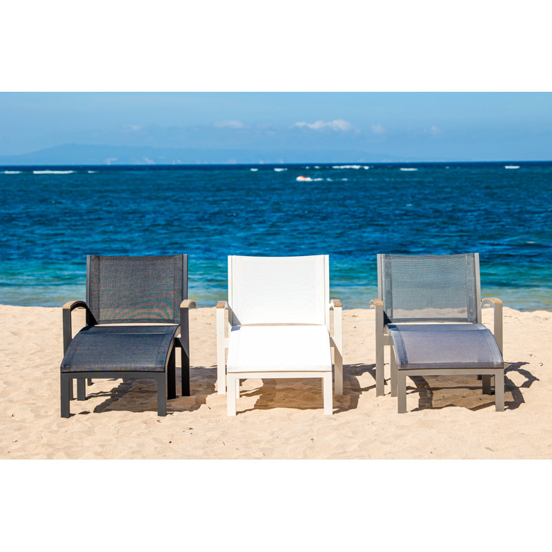 Tribeca Aluminum Sling Ottoman, Black