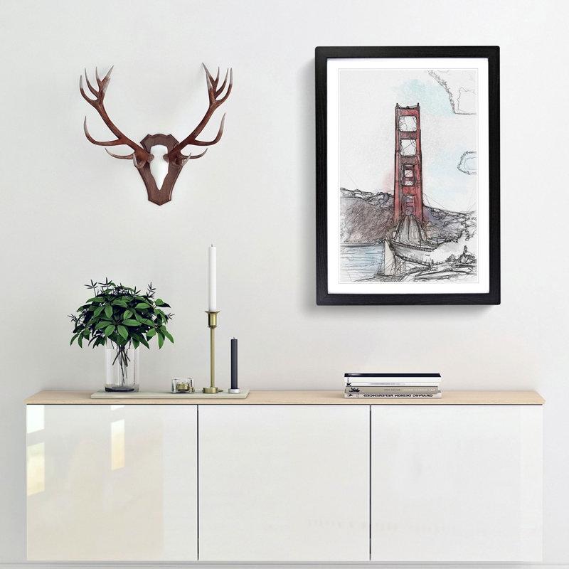 Golden Gate Bridge - Picture Frame Graphic Art Print, Black Framed, 65cm H x 48cm W x 2cm D