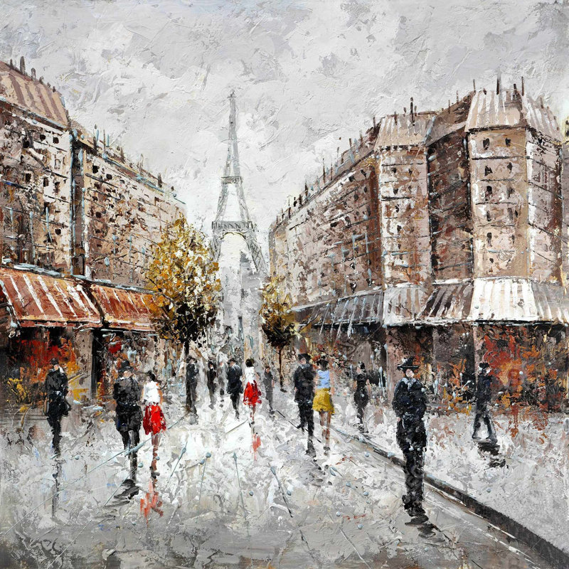 Toile brune Paris Paris, H 8 po x l 8 po