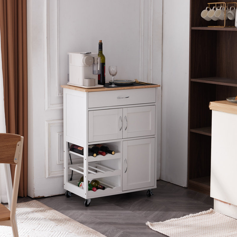 Adely Solid Wood Top Kitchen Cart