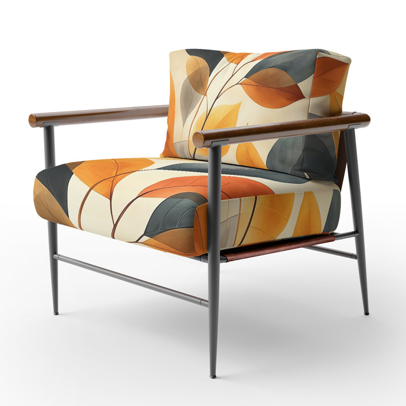 Chaise d'appoint Leaves - Fauteuil Ficus III Earth Tone, Brown Round Arms