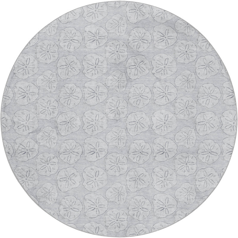 Premium Machine Washable Dream Shag ADS189 Sand Dollar Rug, Gray, 8' Round