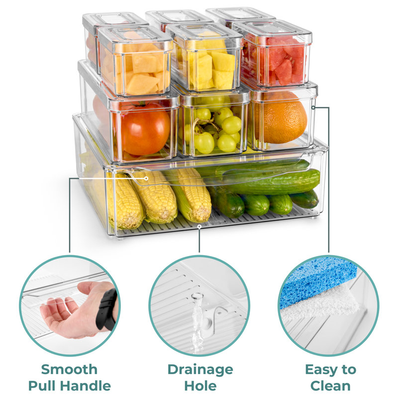  Refrigerator Storage Bins with Lids 10 Pack
