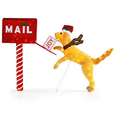 Ophelia & Co. 3.5 Ft Lighted Dachshund Climbing Mailbox Pre-lit Christmas Holiday Decoration