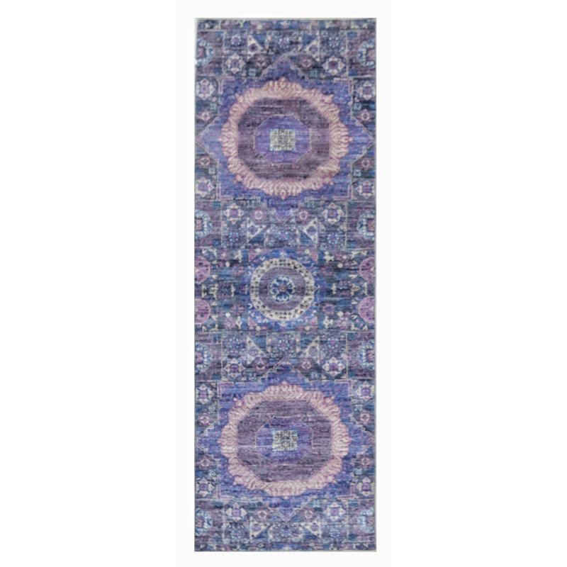 Hand Knotted Wool Area Rug in Silver