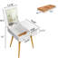 Table de coiffeuse avec miroir à DEL tricolore et grands compartiments de rangement, utilisation polyvalente dans le vestiaire de la chambre à coucher, tiroirs à petites lumières de fabrication blanche, convenant pour le maquillage, le bureau, le bureau à domicile,