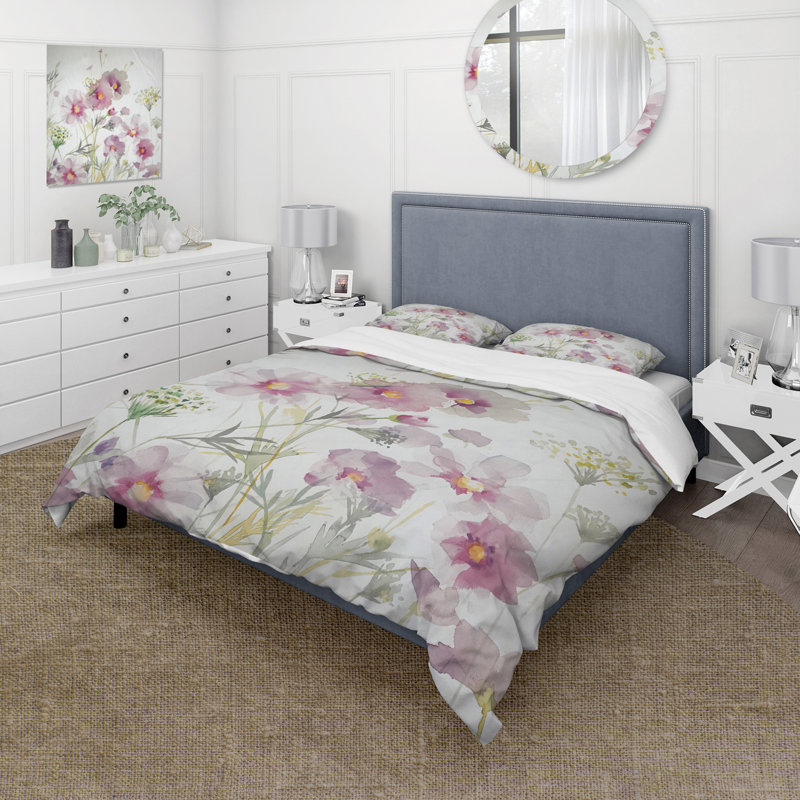 Floral Duvet Cover Set - Shabby Flower IV Shabby, Full/Queen Duvet Cover + 2 Shams