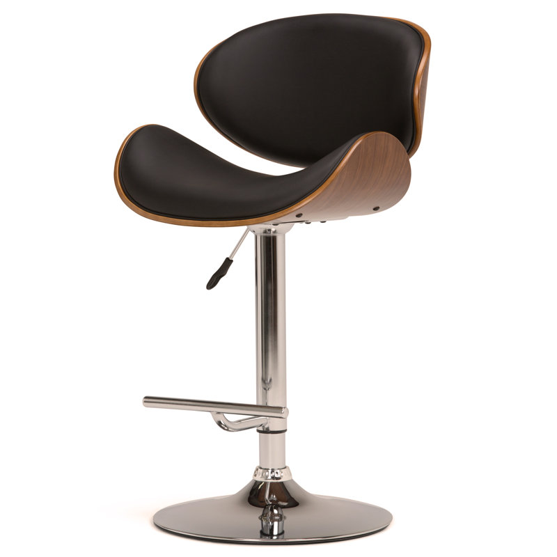 Bentwood Adjustable Swivel Bar Stool , Brown, Black