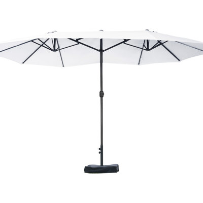 Parasol de patio 15 po beige - Parasol de marché rectangulaire en acier double face, nervures, facile à assembler pour parasol de terrasse de jardin, protection solaire, solide