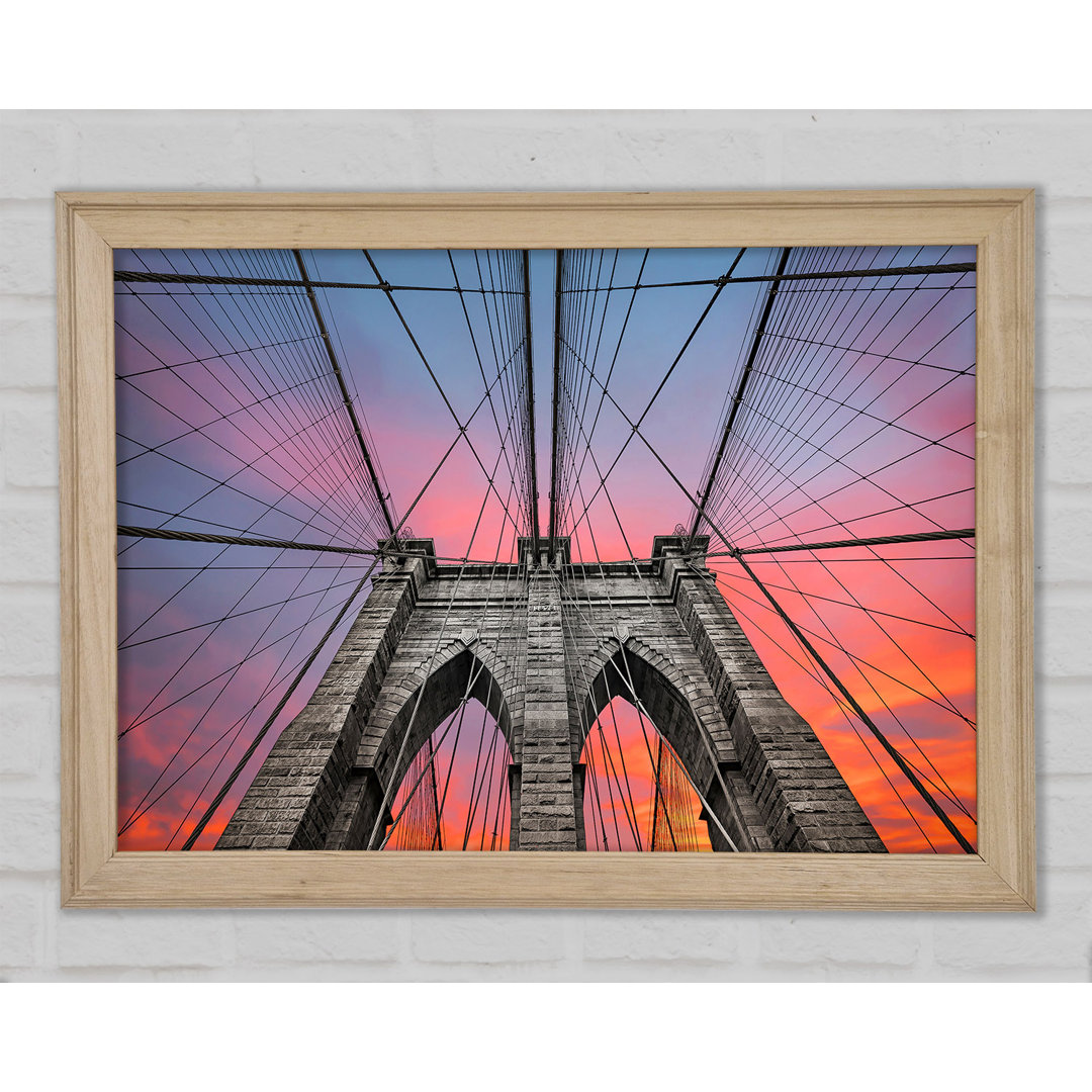 Feuerhimmel über der Brooklyn Bridge - Einzelne Bilderrahmen Kunstdrucke