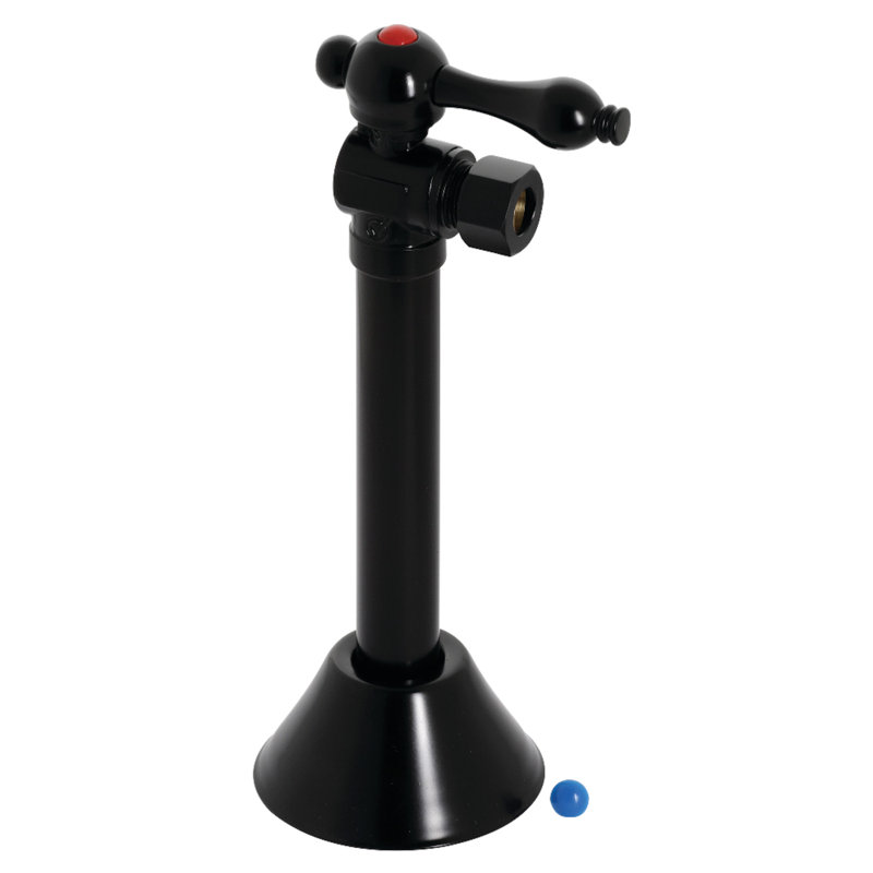 Kingston Brass Vintage 1/2-Inch Sweat x 3/8-Inch OD Comp Quarter-Turn Angle Stop Valve with 5-Inch Extension, Matte Black