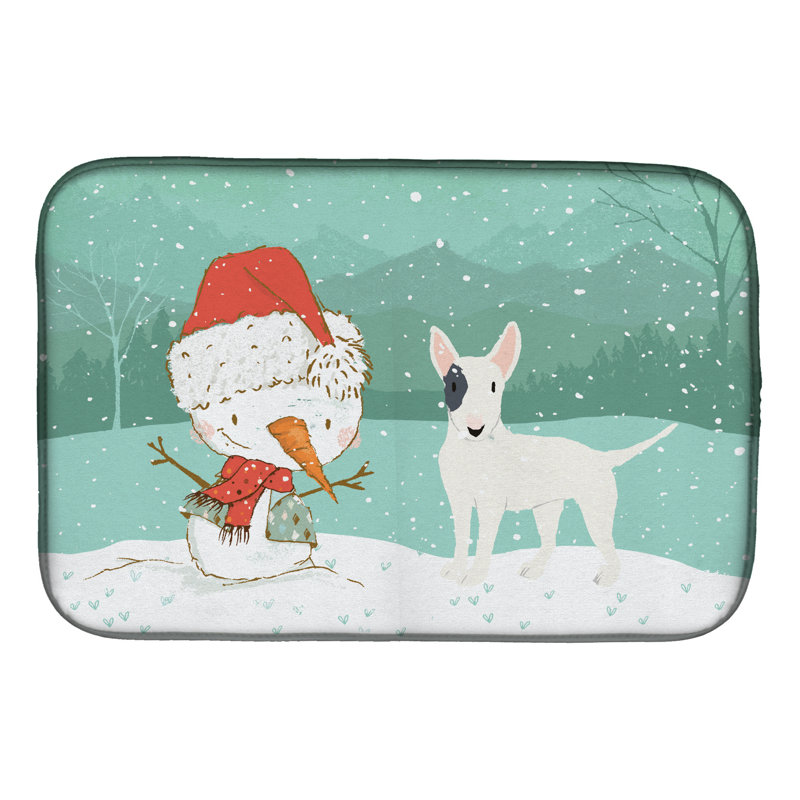 Snowman Christmas, White/Black Bull Terrier