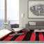 Tapis rouge / noir en laine fait à la main Aerionna