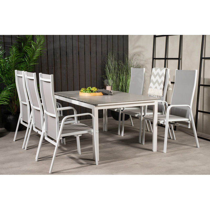Faiyaz 6 - Person Patio Dining Set with Extendable Rectangular Table