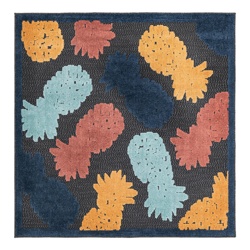 Medfield Indoor/Outdoor Rug Black, Square 5'3"