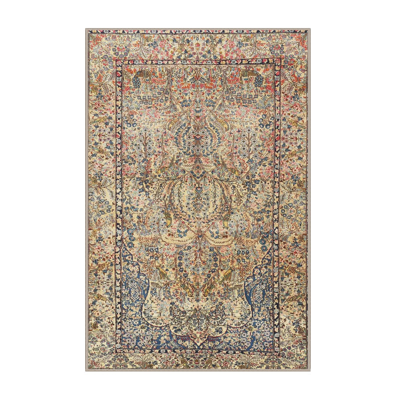 Tapis traditionnel beige / vert Parthena, Rectangle 3 pi x 5 pi