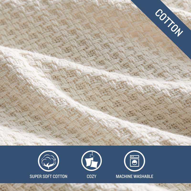 Hand Woven Blanket, King, Ecru