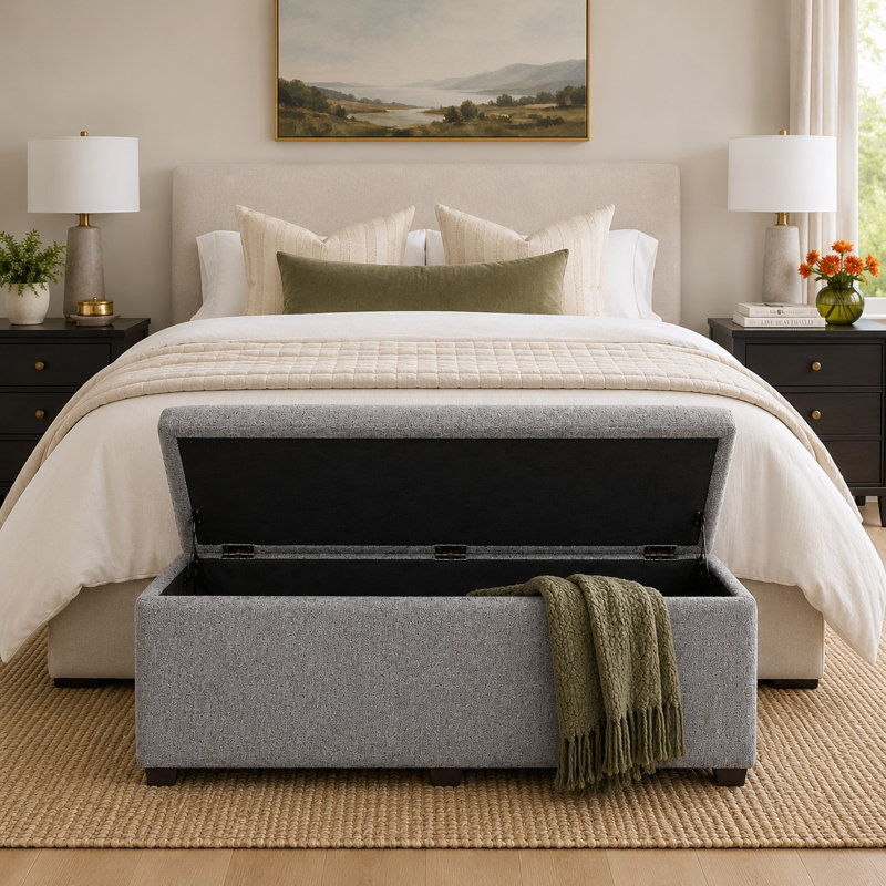 Banc de rangement Esplanade, chenille, ivoire, Argent