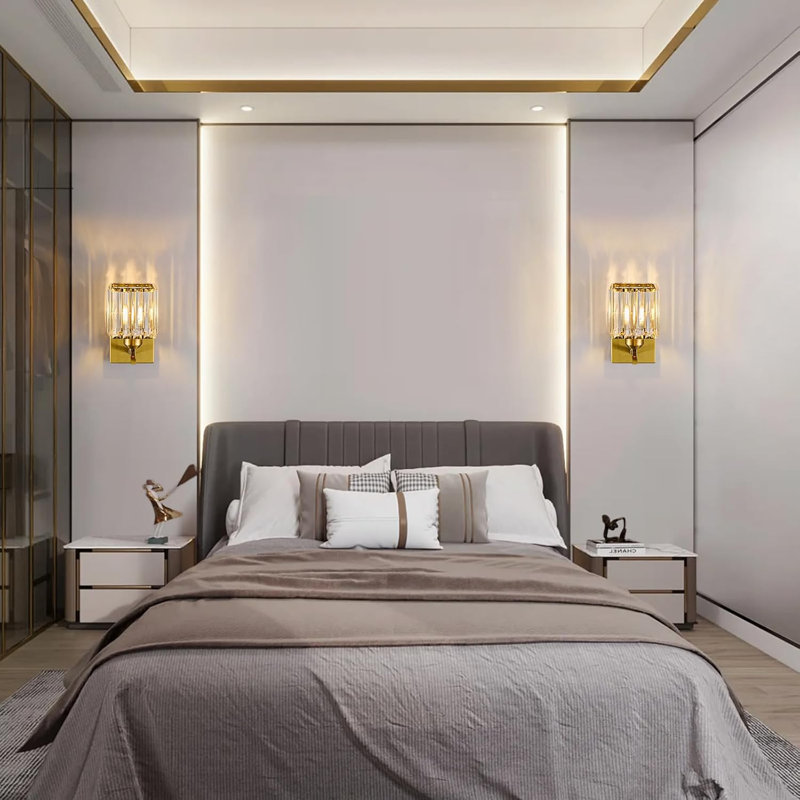 Ensemble de deux appliques murales modernes en cristal avec douille E26, installation facile pour l'éclairage de la salle de bain