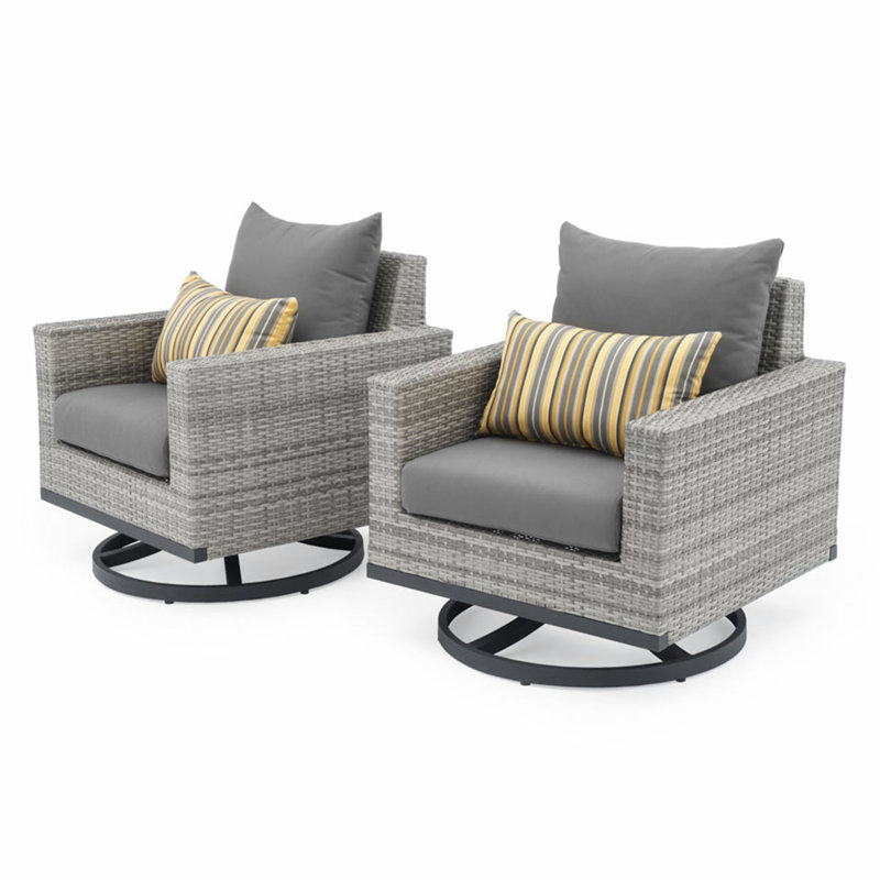 Sameko 2Pc Sunbrella Outdoor Motion Club Chars, Gray, Gray
