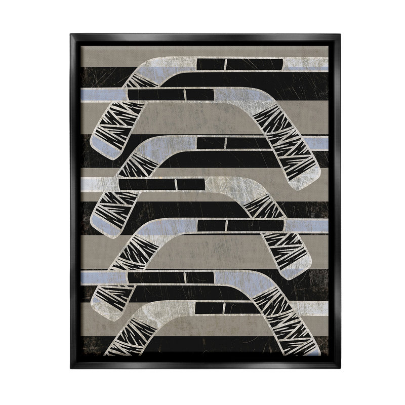 "Modern Hockey Sticks" par Lil 'Rue sur toile, Cadre flottant noir de jais, H 31 po x l 25 po