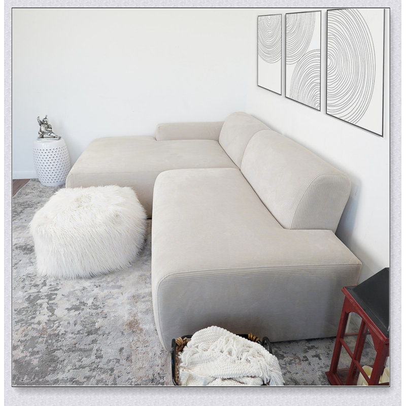 Mar Sectional Cream Corduroy Sofa(Left Facing)
