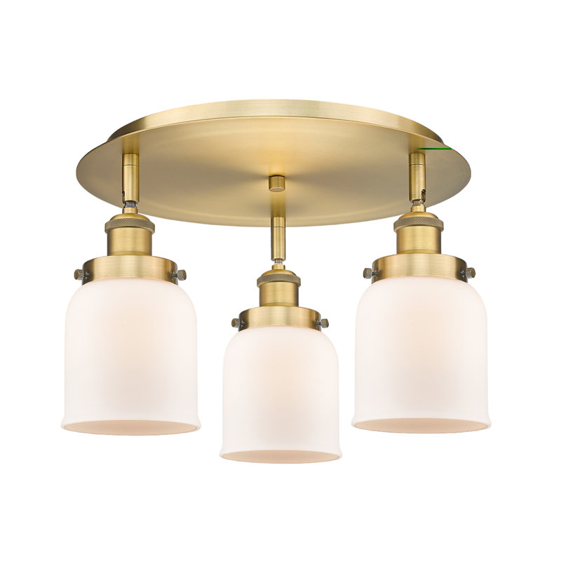 Bejtullah Glass Flush Mount, Matte White, Brushed Brass