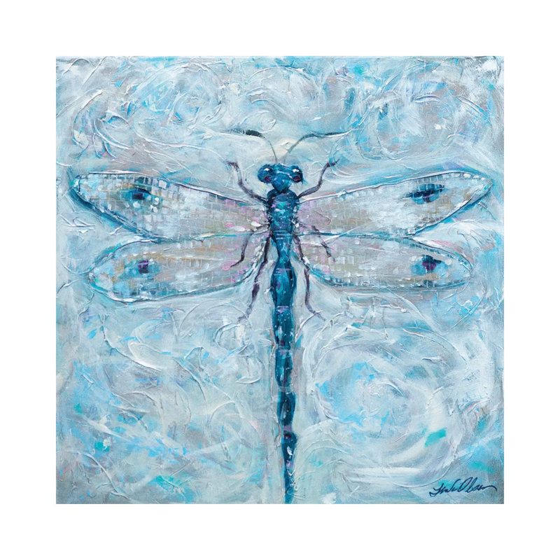 Dragonfly Blues - reproduction d'art murale encadrée, Toile tendue, Ne s’applique pas, H 12 po x l 12 po