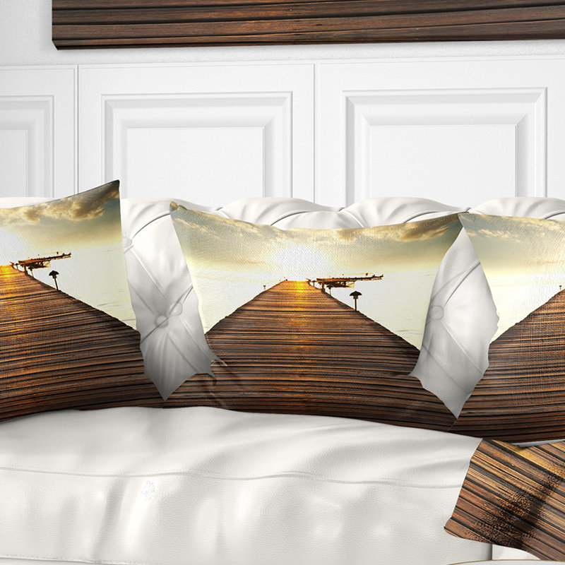 Coussin de grande boardwalk de pont de couleur solaire, 16 po x 1 po, Coussin décoratif