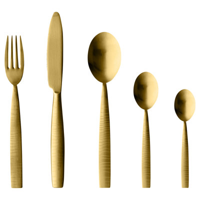 Tigre Flatware Set with Moka Spoons - 30 Pieces - Ice Gold