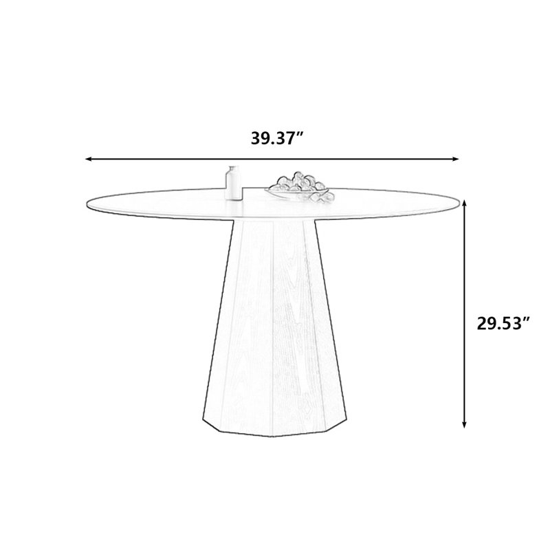 Table de salle à manger ronde noire en bois massif, H 29,53 po x L 39,37 po x l 39,37 po
