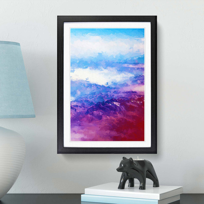 Mountain Range Adventure in Abstract - Picture Frame Graphic Art Print, Black Framed, 65cm H x 48cm W x 2cm D
