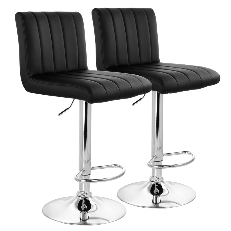 Jaretsi Swivel Upholstered Adjustable Height Counter Stool, Black