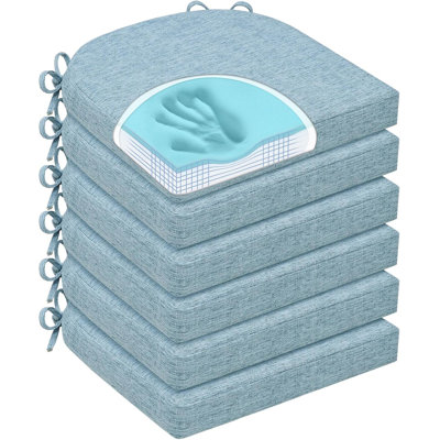 Coussins de chaise pour chaises de salle à manger, coussins de chaise antidérapants avec attaches et housses. Ensemble de 6, 16 po x 16 po x 2,5 po