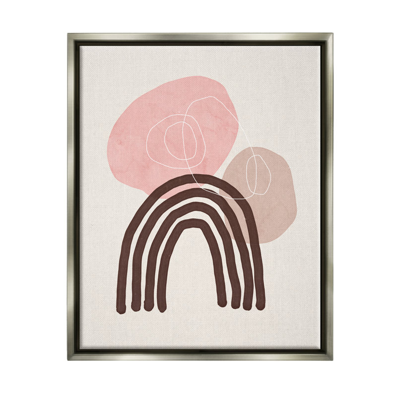 Fun Boho Rainbow Shapes - impression, H 31 po x l 25 po x P 1,7 po, Cadre flottant gris lustré
