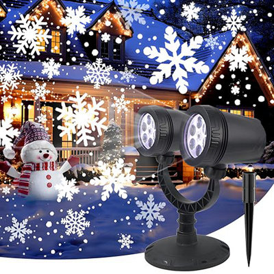Snowflake Genaro With 12 LED Beads, IP65 Waterproof Christmas Light Projector For Outdoor Indoor Holiday Decor