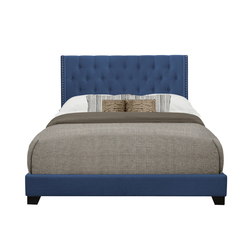 Lit tapissier Mynatt, Très grand, Bleu