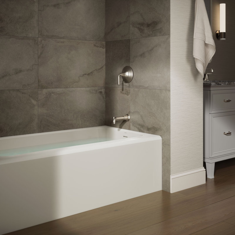 Avec 60 In. X 32 In. Alcove Bath, Right Drain, Off White, Right