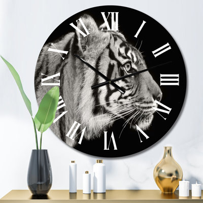 Portrait d'un tigre blanc - Horloge murale traditionnelle