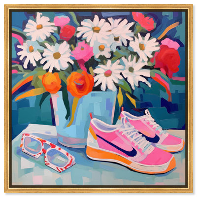 «Whimsical Sneakers and Flower Vase Canvas Sneaker», art mural 