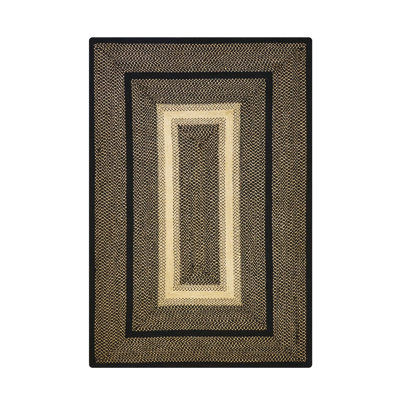 Cynthy Jute Braided Reversible Primitive Black/Tan Rug