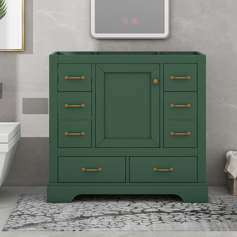 36" Bathroom Vanity Without Sink , Multi-Functional Drawer Divider, Adjustable Shelf, Green