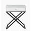 Koraldo Wooden End Side Table Nightstand with Top, Drawer and Metal Cross Base-1664430476