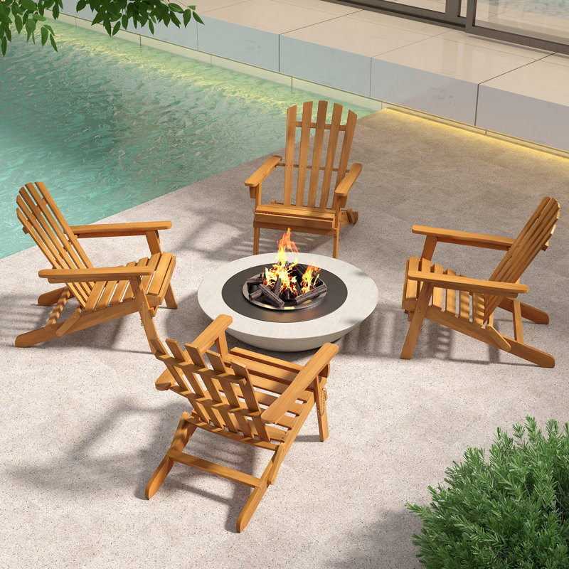 Chaise Adirondack pliante en bois massif Mckeel