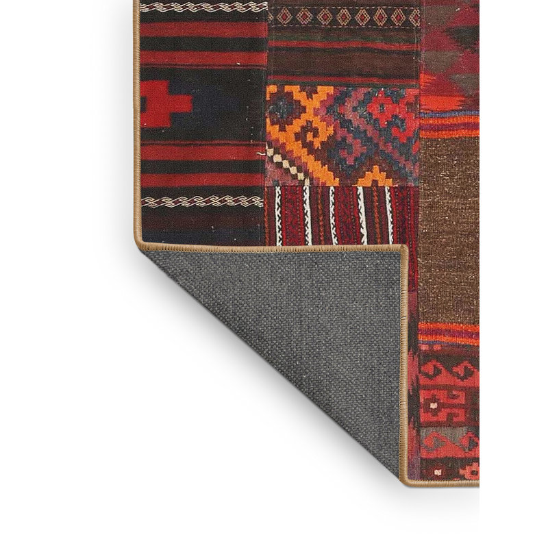 Tapis contemporain orange/brun/noir zone Souvenance, Rectangle 8 pi x 10 pi