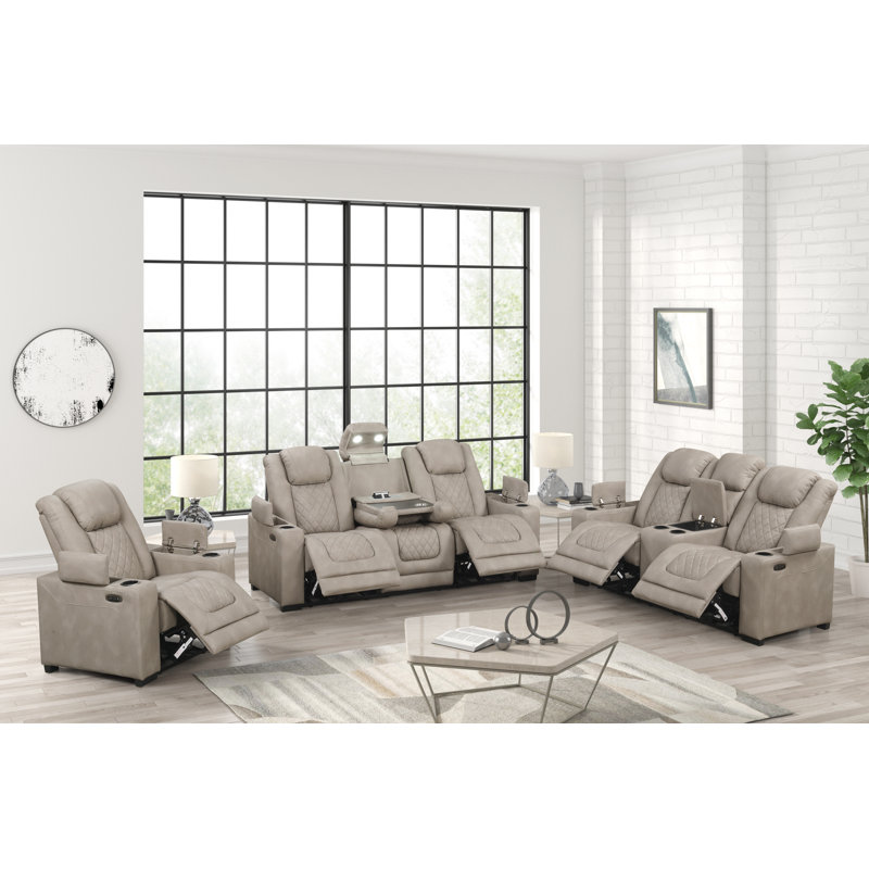 Ensemble de fauteuils inclinables gris 3 pièces Rimma , Gris clair