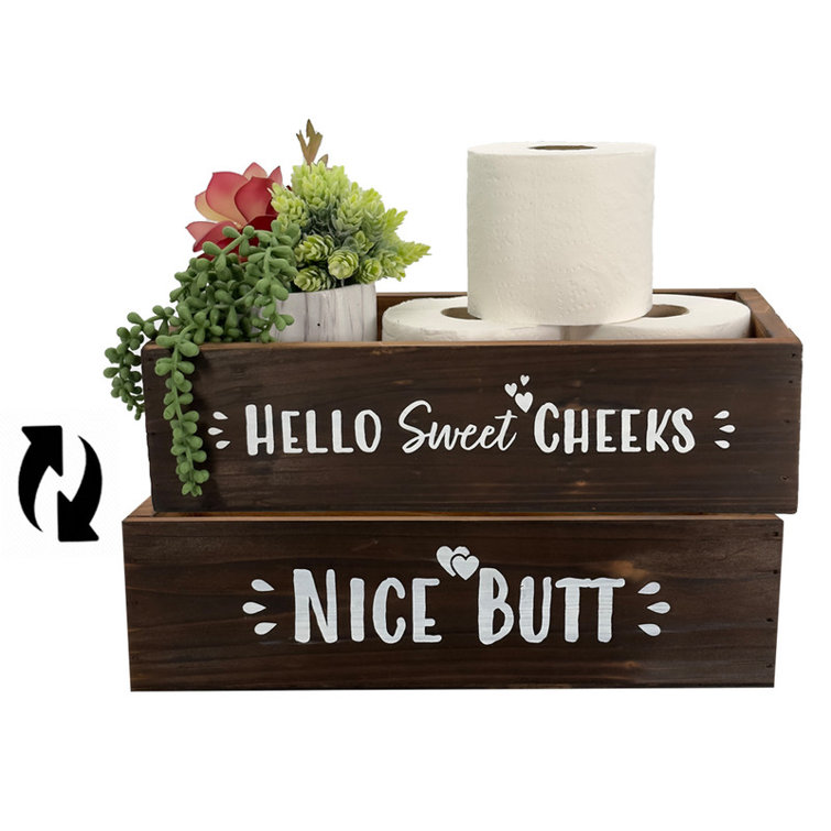 Bathroom Tray Toilet Paper Holder *Nice Butt * Sweet Cheeks *Wood Decor