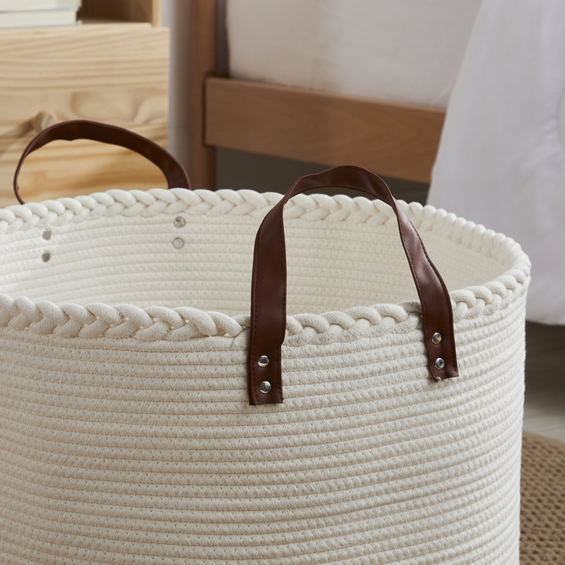 Fabric Laundry Basket with Handles, Cream