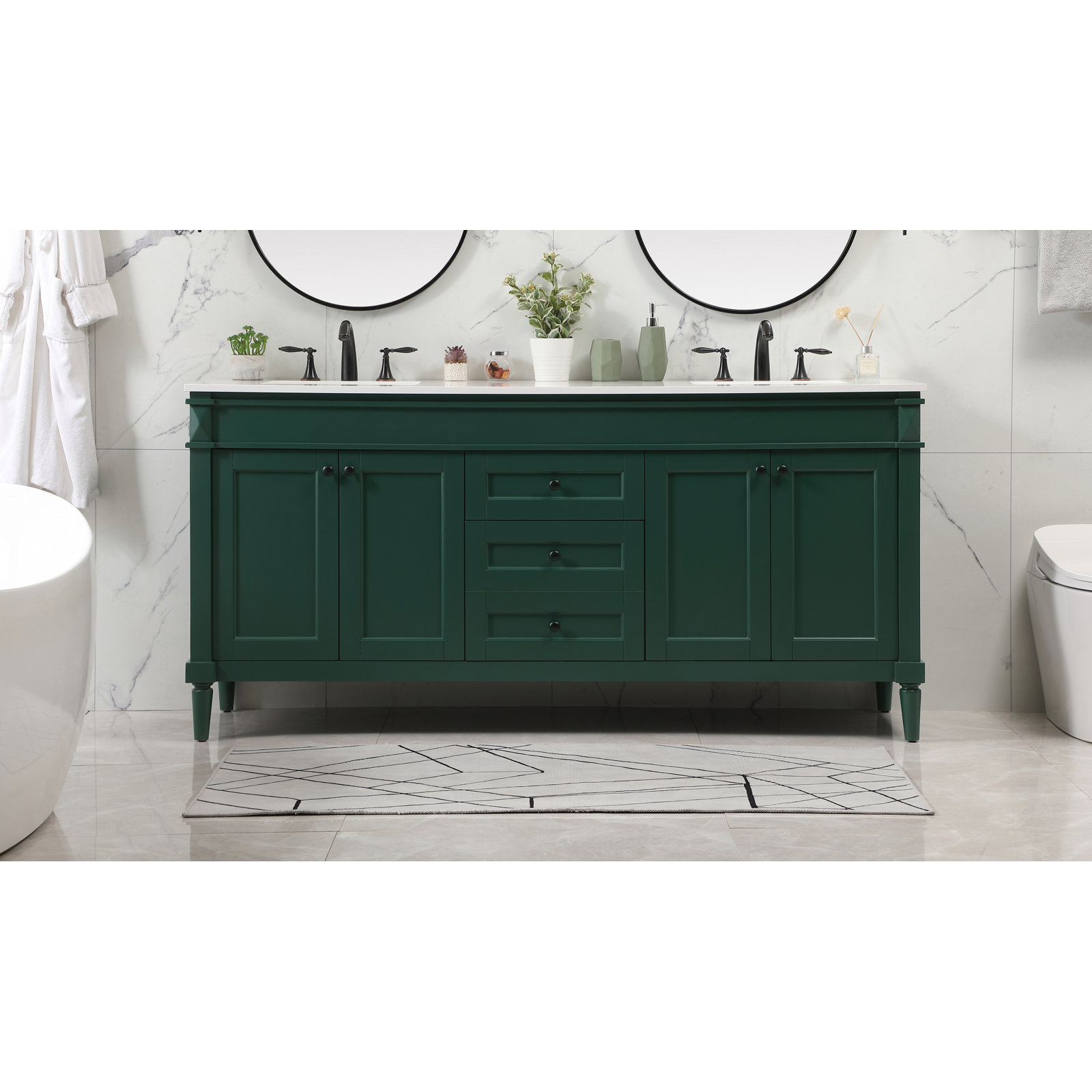 Readington 72'' Double Bathroom Vanity, Green
