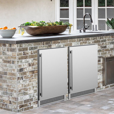 Coolski 23.6'' W 180 Cans (12 oz.) 5.3 Cubic Feet Outdoor Rated Beverage Cooler with Reversible Door